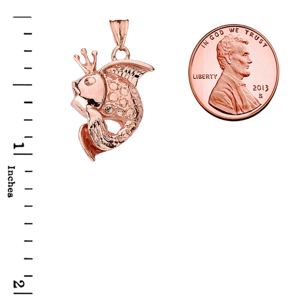 King Gold Fish Pendant Necklace in Gold (Yellow/ Rose/White)