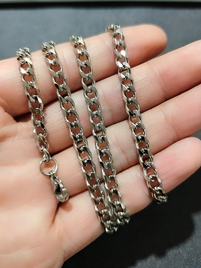 3.5-7mm Mens Titanium Stainless Steel Fashion Chunky Curb Chain Necklace Link US