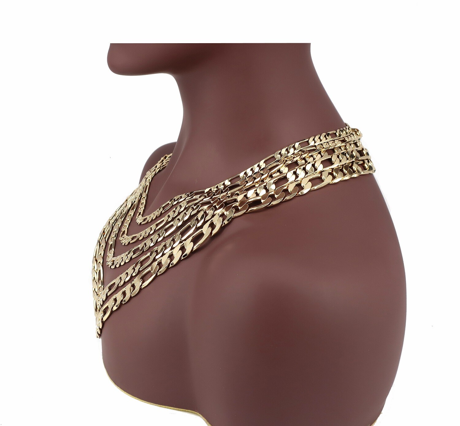 14k Italian Figaro Link Chain Necklace 7mm 8mm 9mm 10mm 12mm Yellow Gold Plated