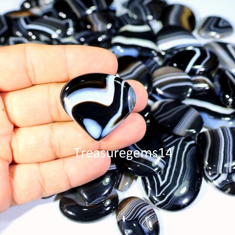250 Crt WHOLESALE LOT TUXEDO AGATE-HAKIK-HAQIQ CABOCHON GEMSTONE AAAA
