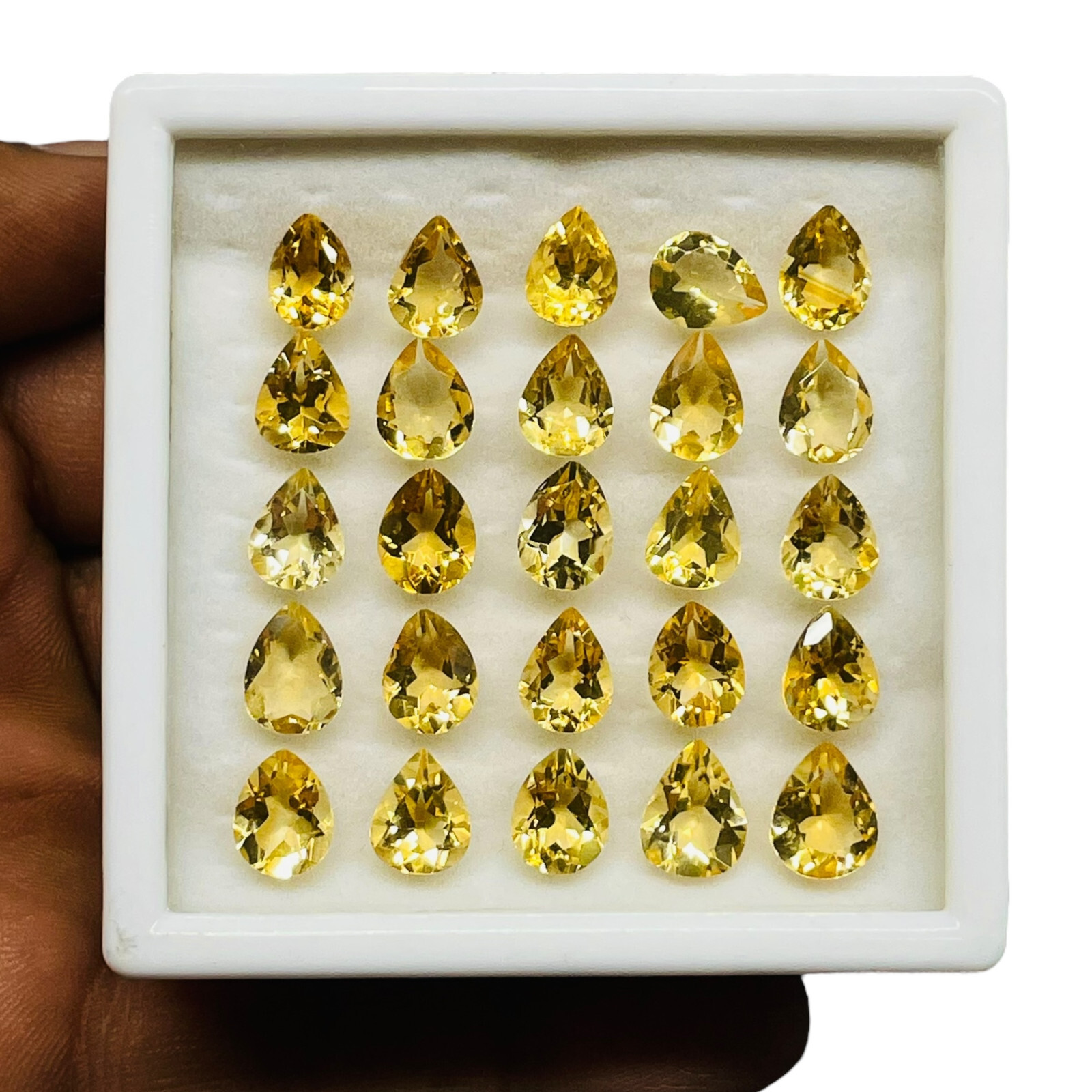 VVS 25 Pcs Natural Brazilian Citrine 9-10mm Pear Cut Loose Untreated Gemstones