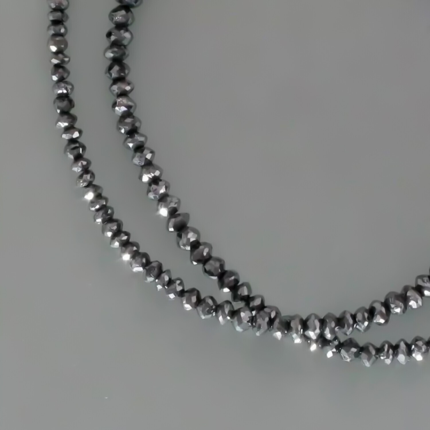 4mm Natural Black Diamond Bead Necklace 20 Inch Certified Wedding Gift Idea