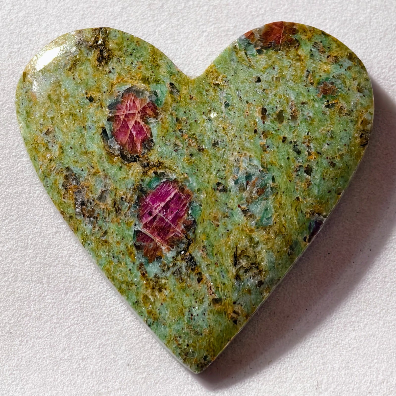 46 Cts Natural Ruby Fuchsite Heart Cabochon Gemstone 32x33x5.2 MM