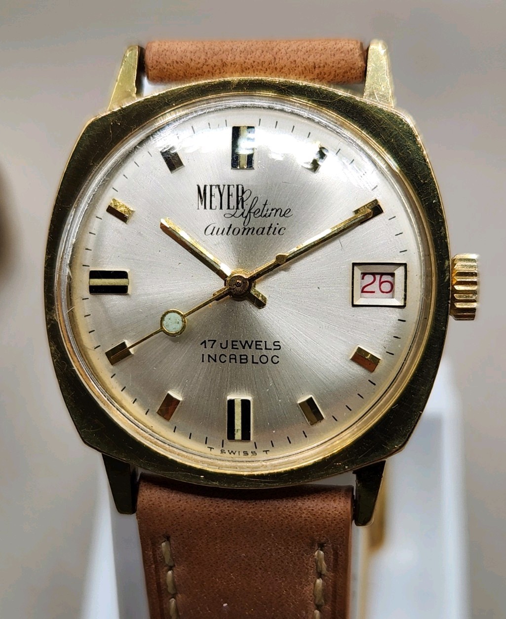 Vintage Men’s Meyer Automatic Swiss Watch Keeps Very Good Time 31 mm Case