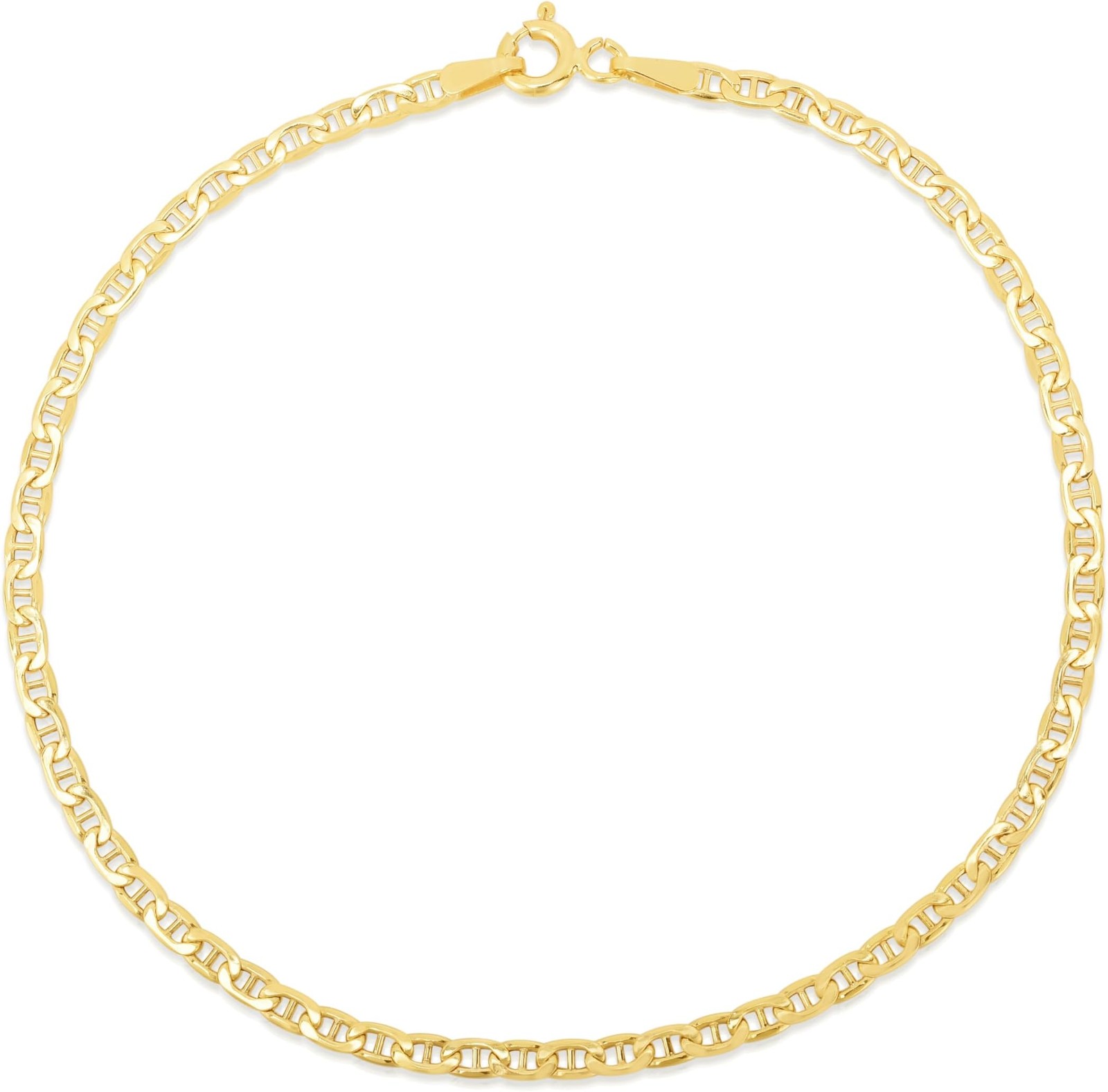 Floreo 10k Yellow Gold 1.2mm Solid Anchor Mariner Mirror Chain Bracelet, 7 Inch