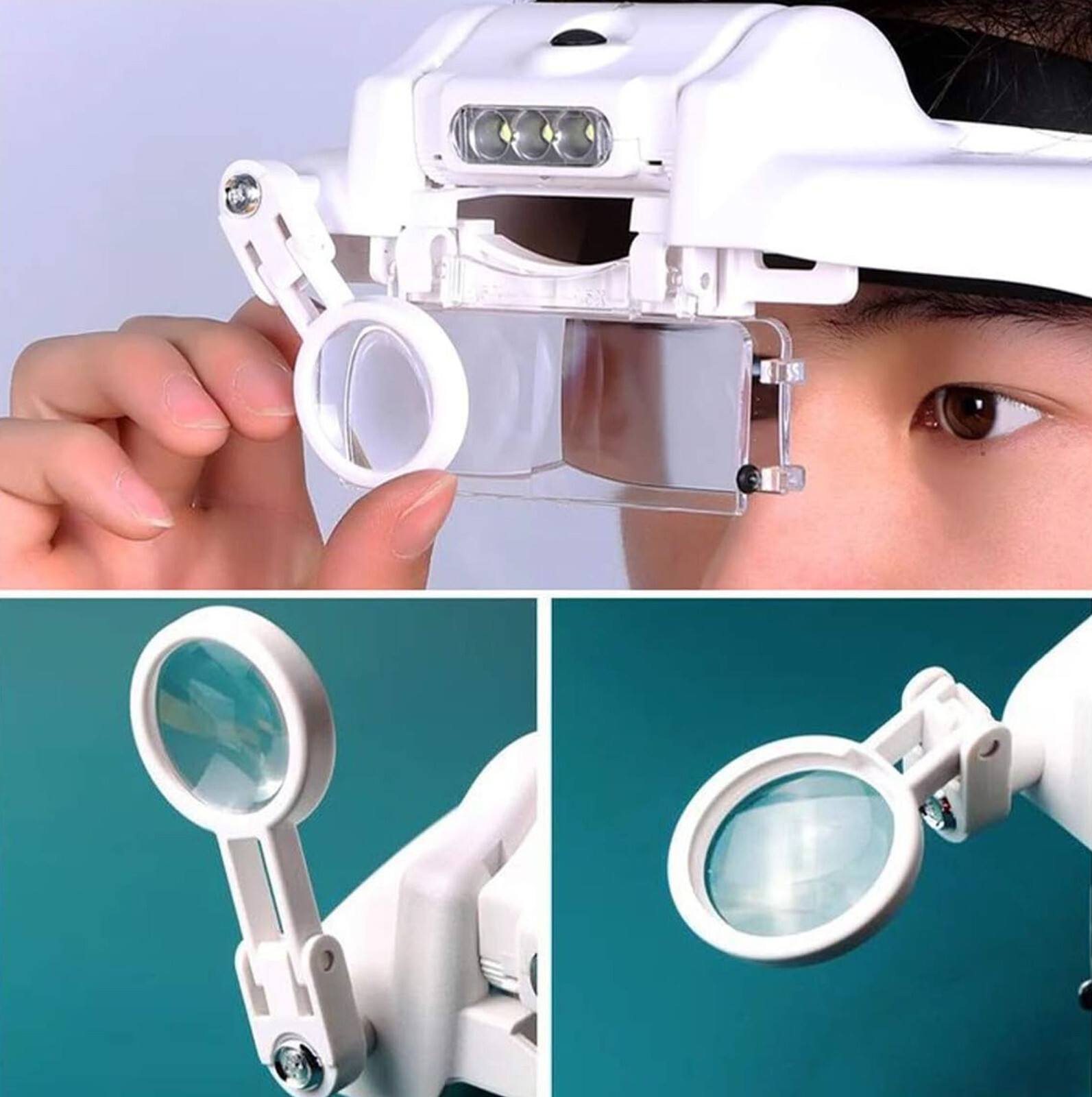 Head Lamp MAGNIFIER JEWELERS Magnifying Visor LED Light 1.5x 2x 3.5x 8x 9.5x 11x