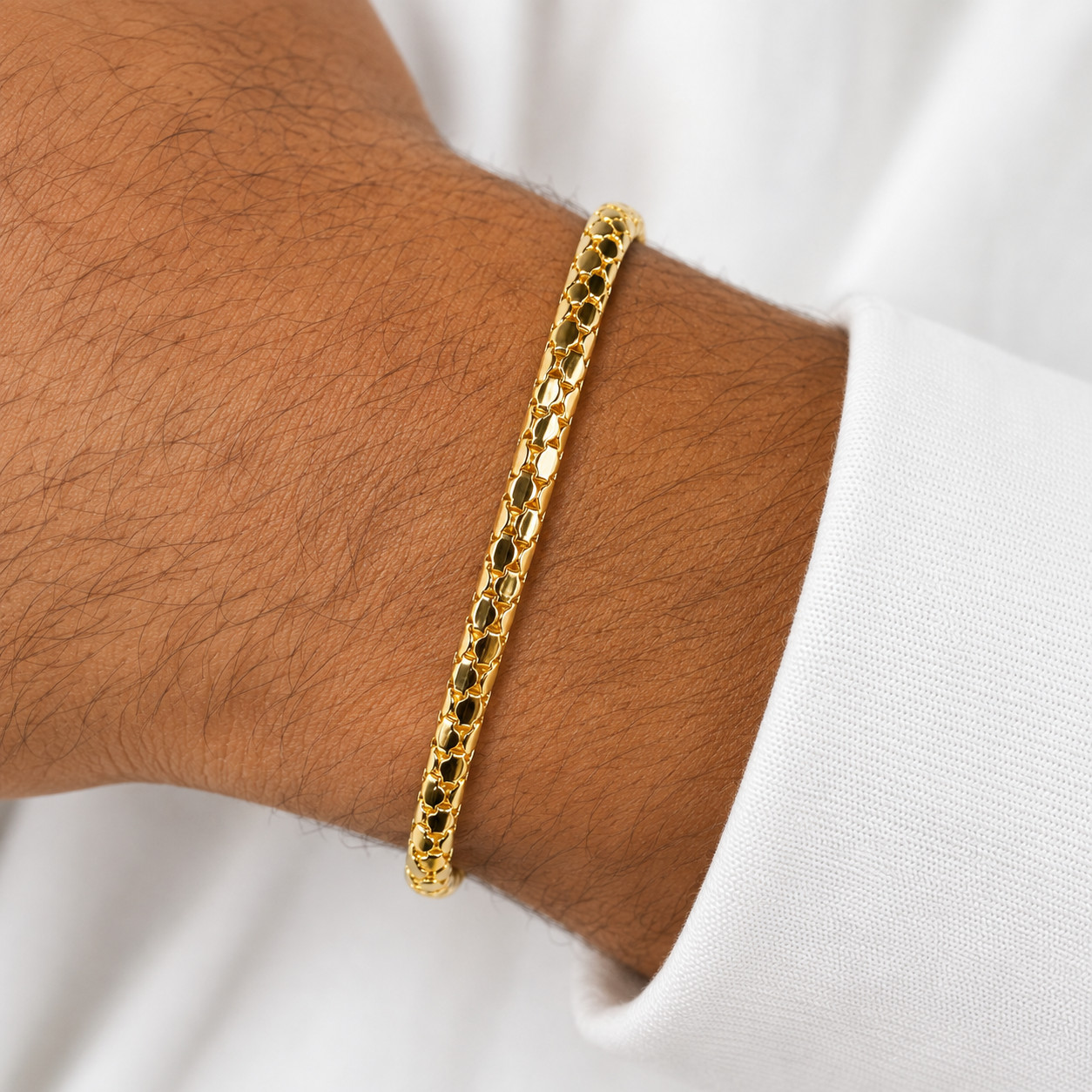 Italian 1/200 14K Yellow Gold Snake Serpentine Herringbone Bracelet Chain