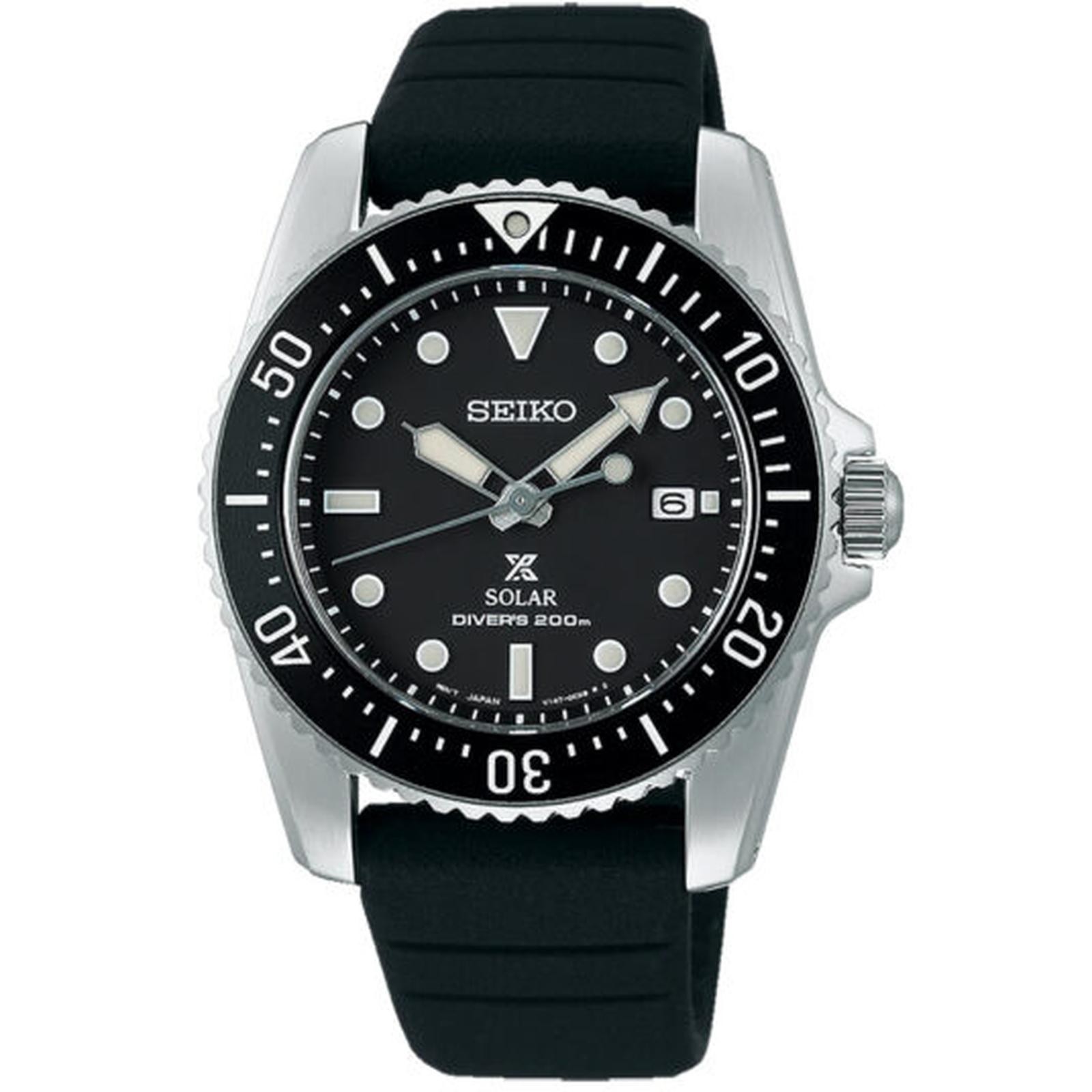 SEIKO ProspeX SNE573P1 Solar Divers 200m Watch Rubber V147 Black Rubber Date NOS