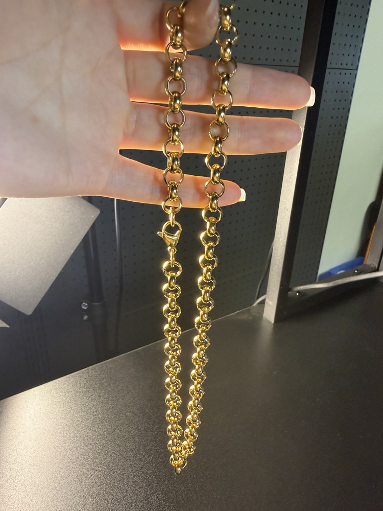 5/6/8mm Men’s Gold Stainless Steel Rolo Oval link Chain Necklace 16inch-40inch