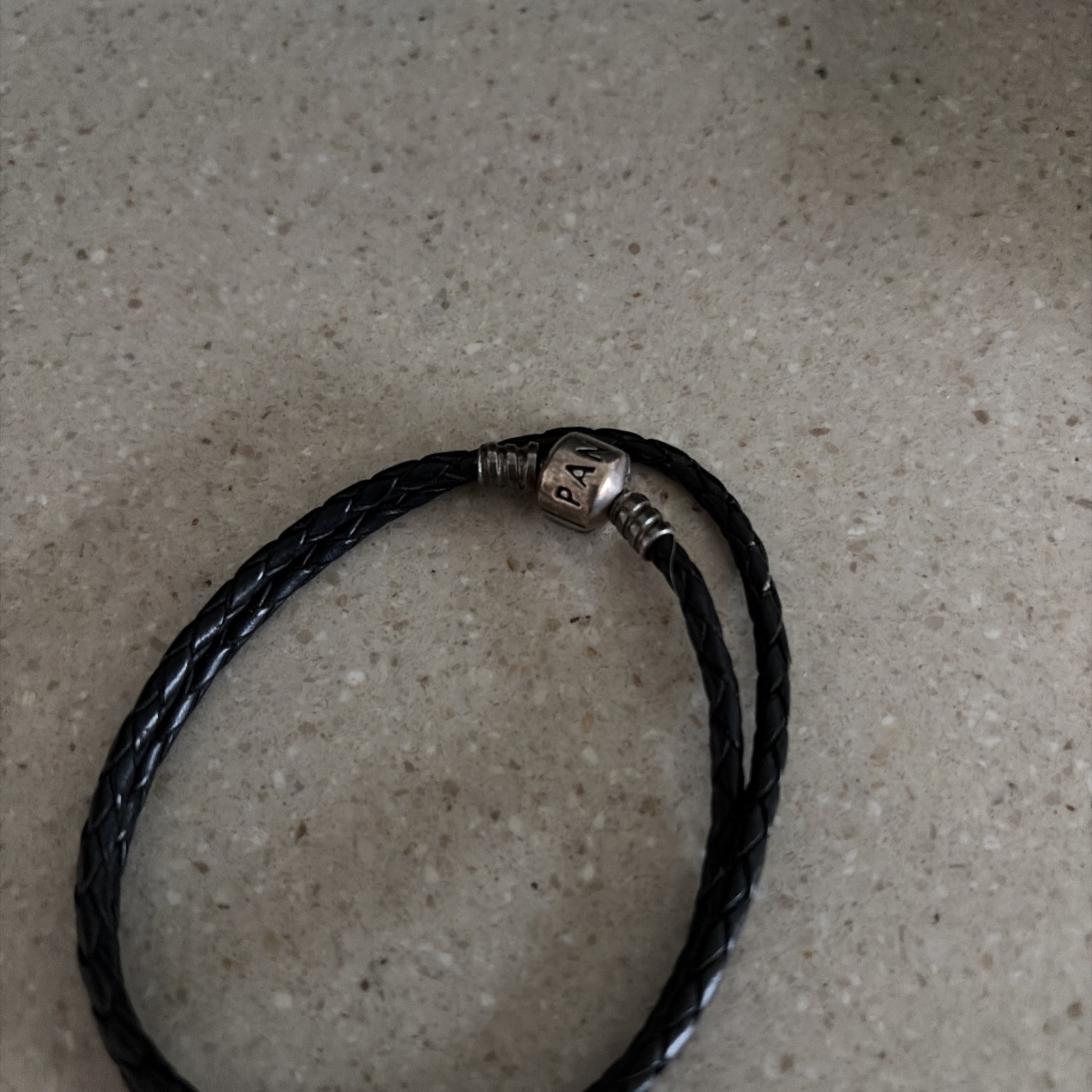 Pandora Double Wrap Black Leather Bracelet, 40cm / 15.75” men’s