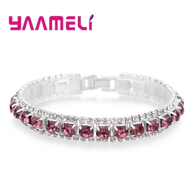 Top Sale 925 Sterling Silver Color Bracelet Full AAA Zircon Austrian Crystal