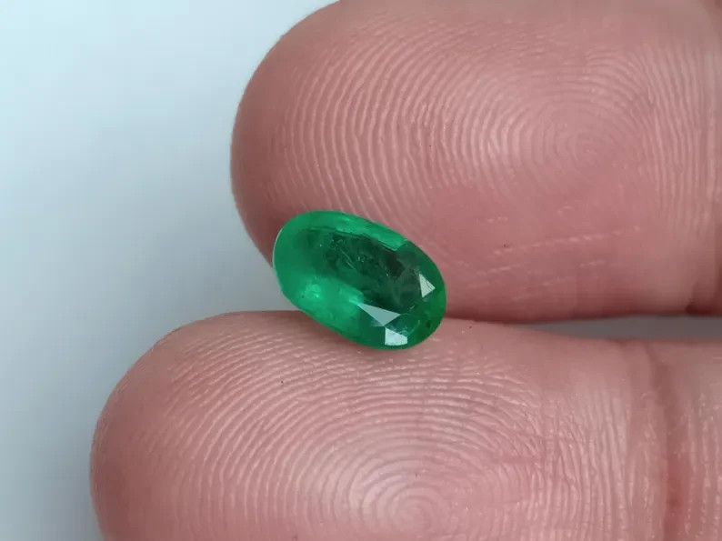 Certified Natural Zambian Green Emerald 1.13 Ct Oval Cut Loose Gemstone