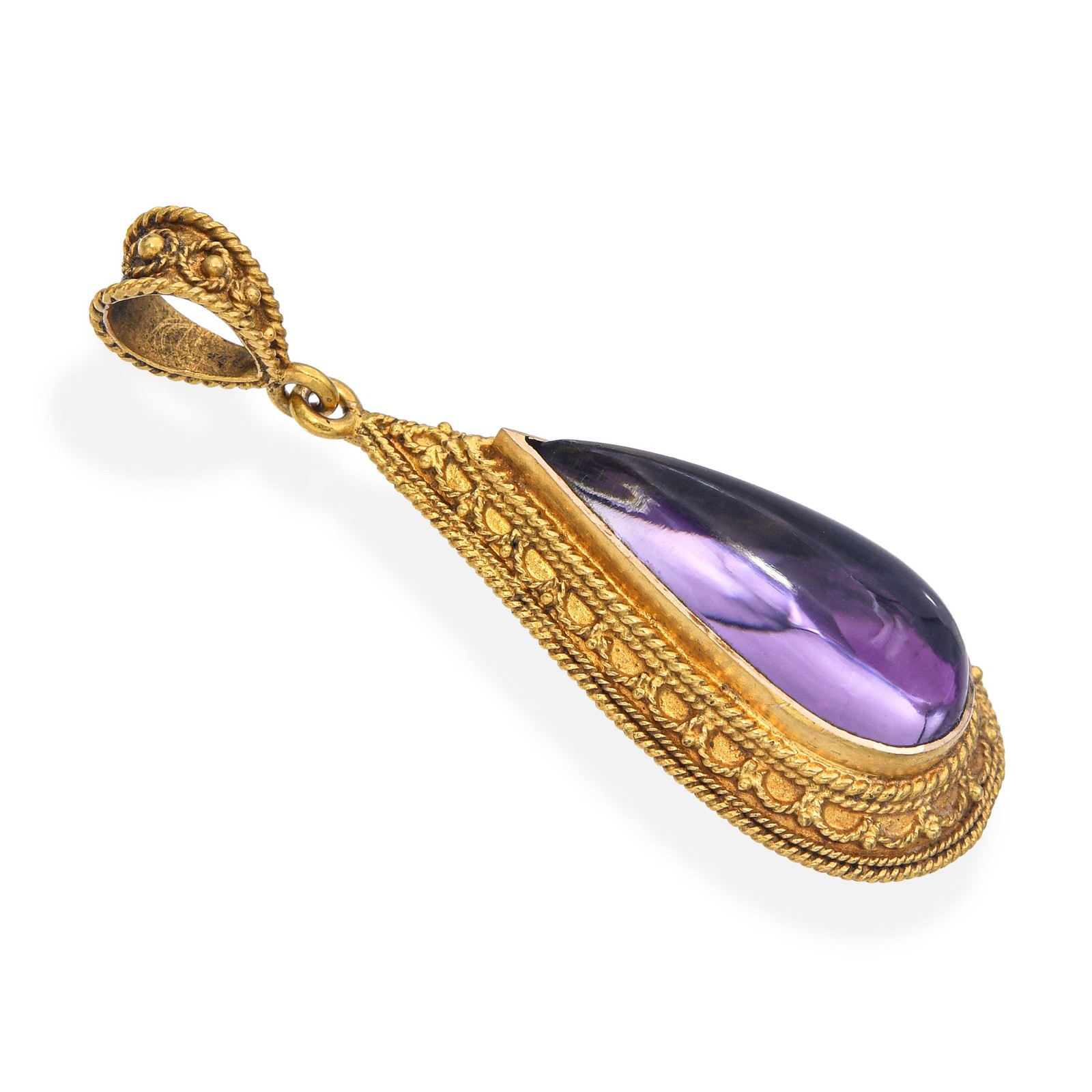 Vintage 14k Yellow Gold Foil Backed 3.90ct Amethyst Pendant