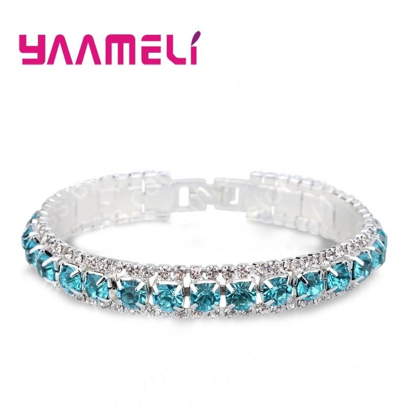 Top Sale 925 Sterling Silver Color Bracelet Full AAA Zircon Austrian Crystal