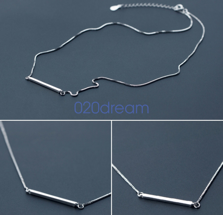 925 Sterling Silver Necklaces Box Chain Long Rectangular Pendant 14-24″ Extend
