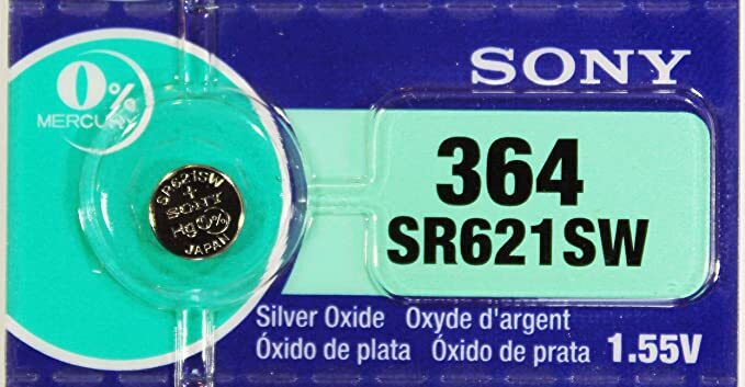 1 X SONY 364 SR621SW, 280-34, AG1 SR60, 1.55V watch Battery 0% Mercury Exp. 2026