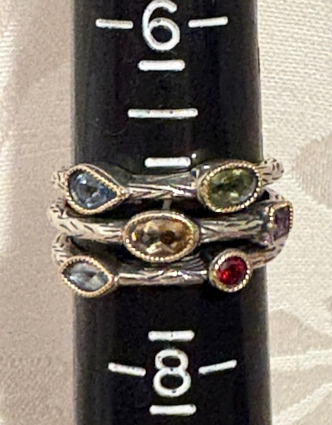 EFFY Sterling Silver/18K Split Multi Gemstone Ring – Size 7 -6 grams- Very Good!