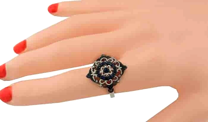 GENUINE 0.27 Cts BLUE SAPPHIRE & DIAMOND RING .925 Sterling Silver NWT SIZE 7.25