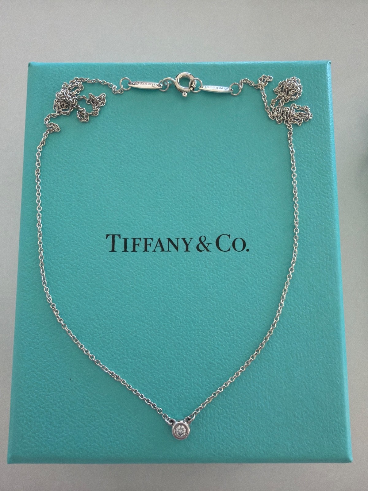 Tiffany & Co Elsa Peretti Diamond by the Yard Necklace .03 Sterling Silver