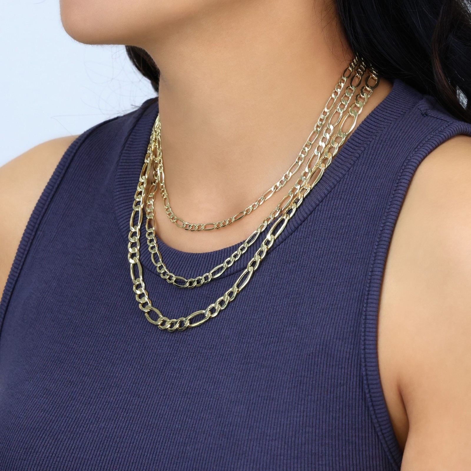 10K Real Yellow Gold 2mm-9mm Italian Figaro Link Chain Pendant Necklace 16″- 30″