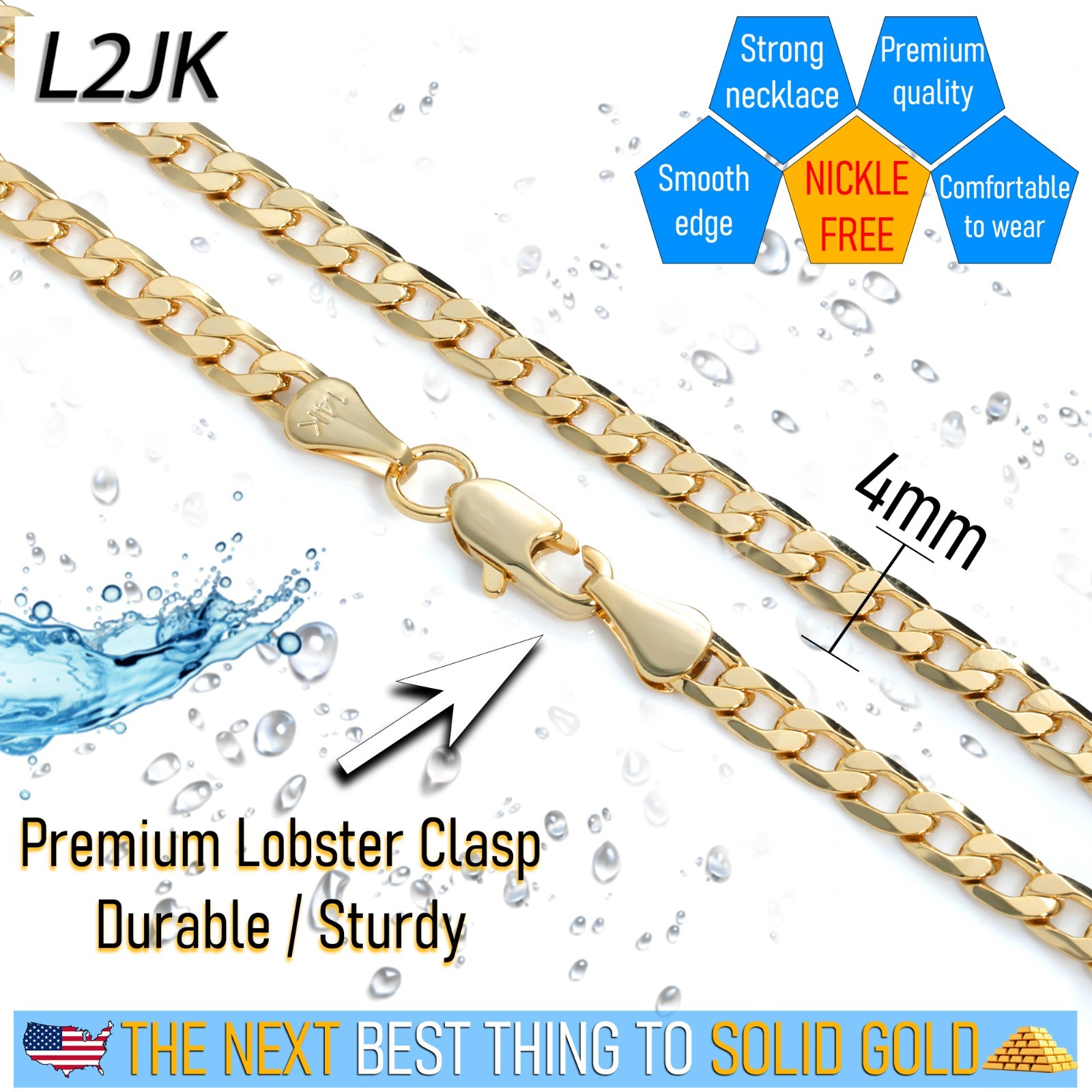 Cuban Link Bracelet 4mm – 8″In | 14K Gold Plated Slim Chain Hip Hop Men Fashion