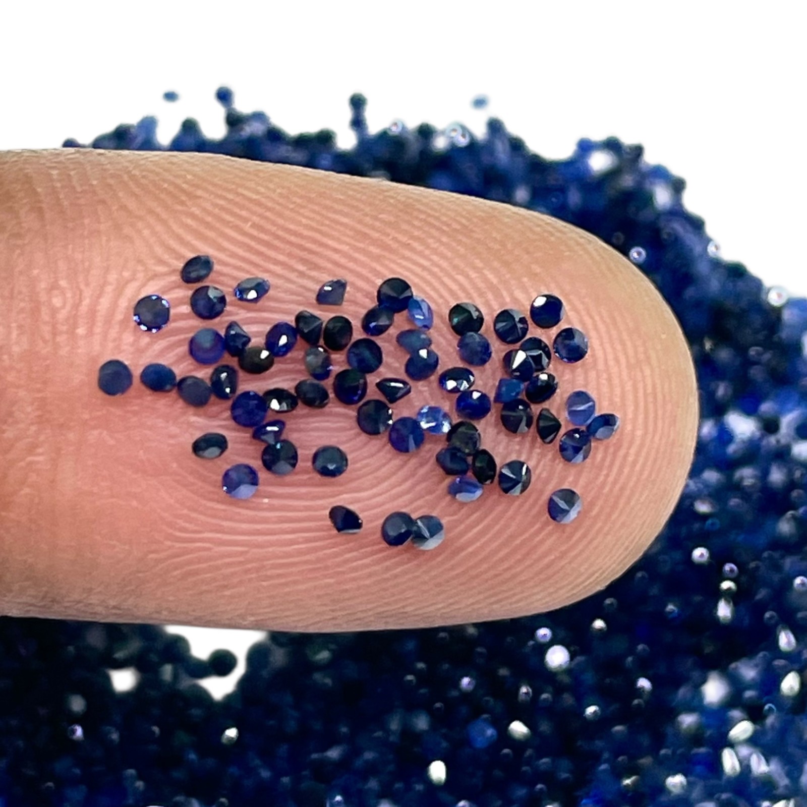100 Pcs Natural Ceylon Blue Sapphire 1.2mm Round Diamond Cut Loose Gemstones Lot