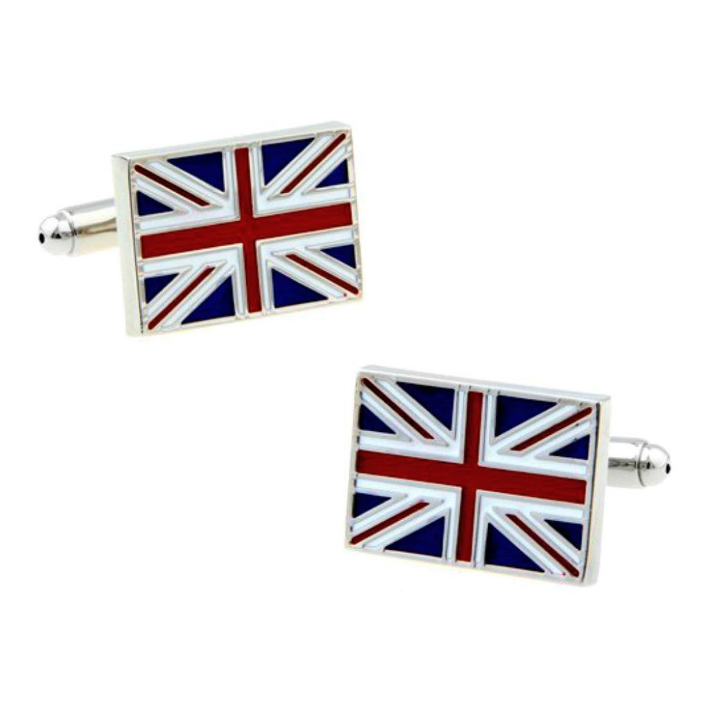 BRITISH FLAG CUFFLINKS with GIFT BAG Union Jack UK England Great Britain English