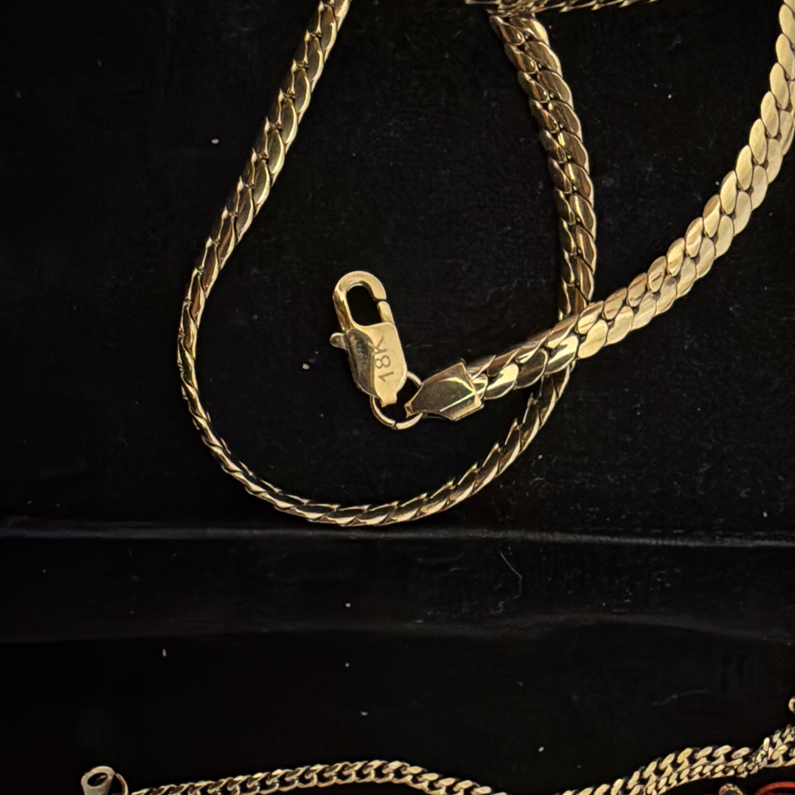 Gold-Tone Yellow Gold Herringbone Chain Necklace, Metal, No Stone