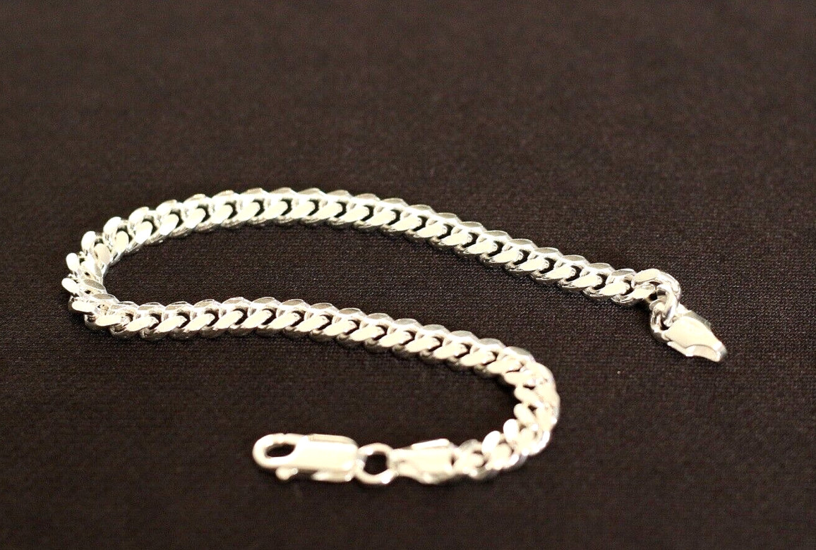 Mens Real Solid 925 Sterling Silver Miami Cuban Bracelet 7-8Inch 4-6MM
