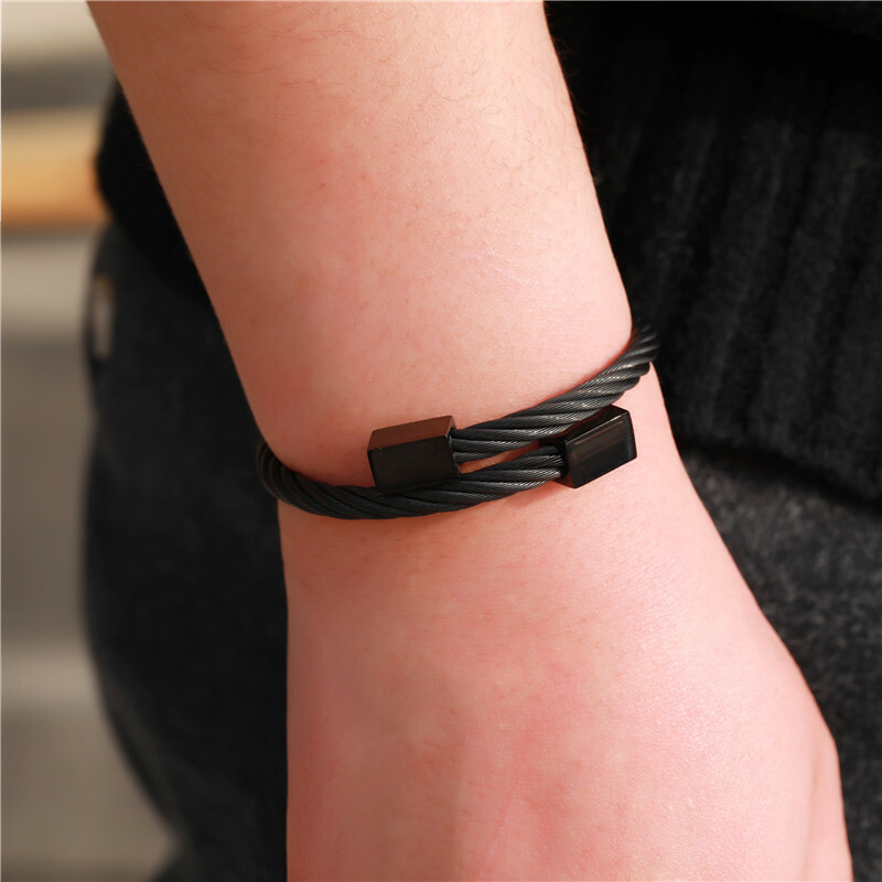 Luxury 316L Stainless Steel Fashion Men Bracelet Adjustable Cuff Bangle Jewelry