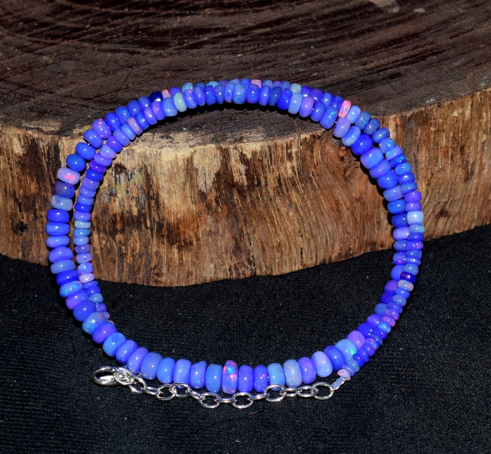 16″Natural Ethiopian Opal Beads Wello Fire Opal Gemstone Bead Necklace