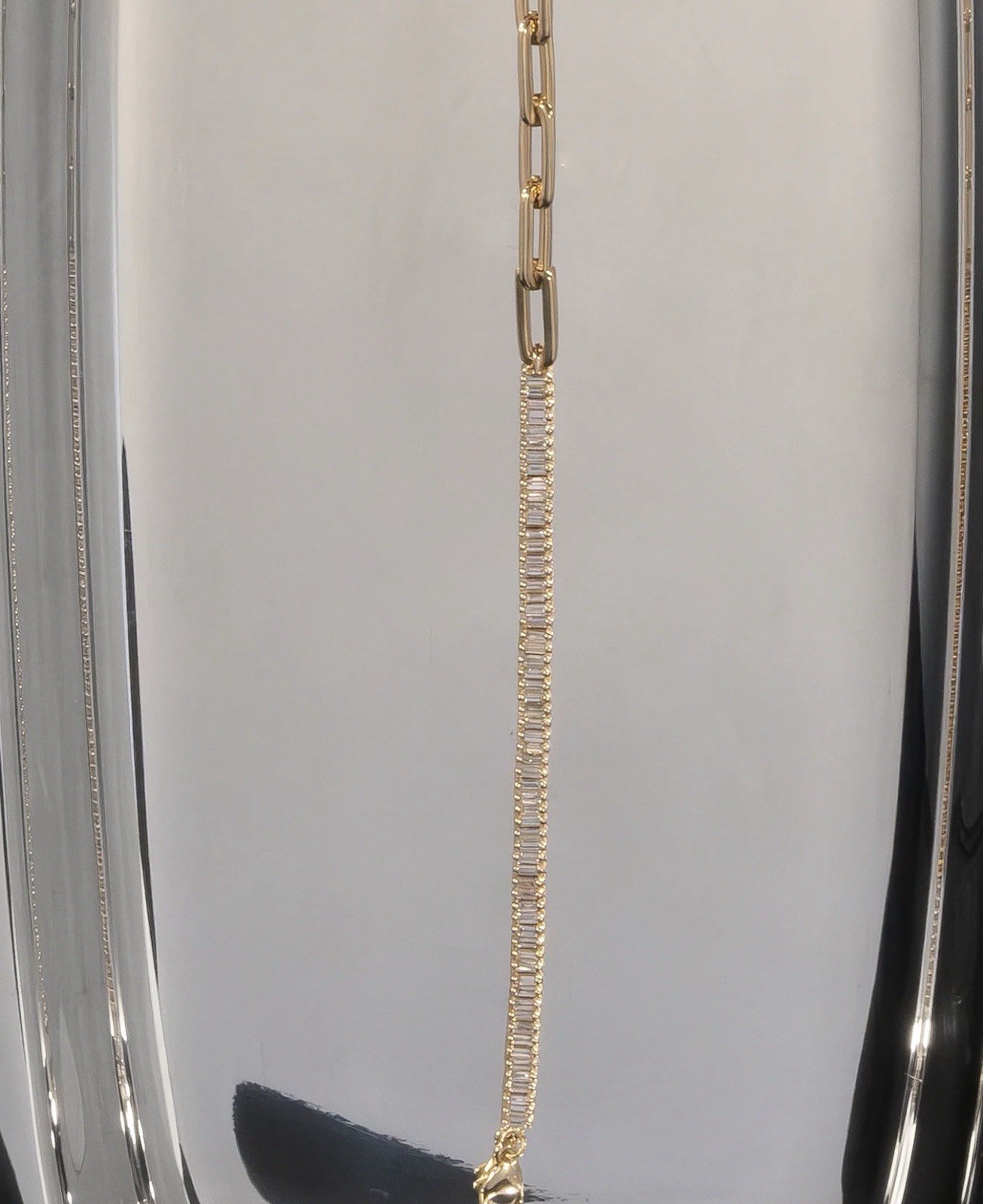 Baguette Tennis Link Bracelet Diamond