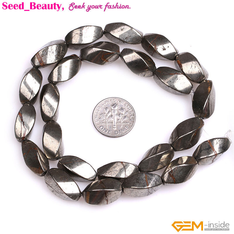 Natural Gemstone Stone Twist Beads Jewelry Making 15″ Loose 8x16mm Bead 24-25Pcs