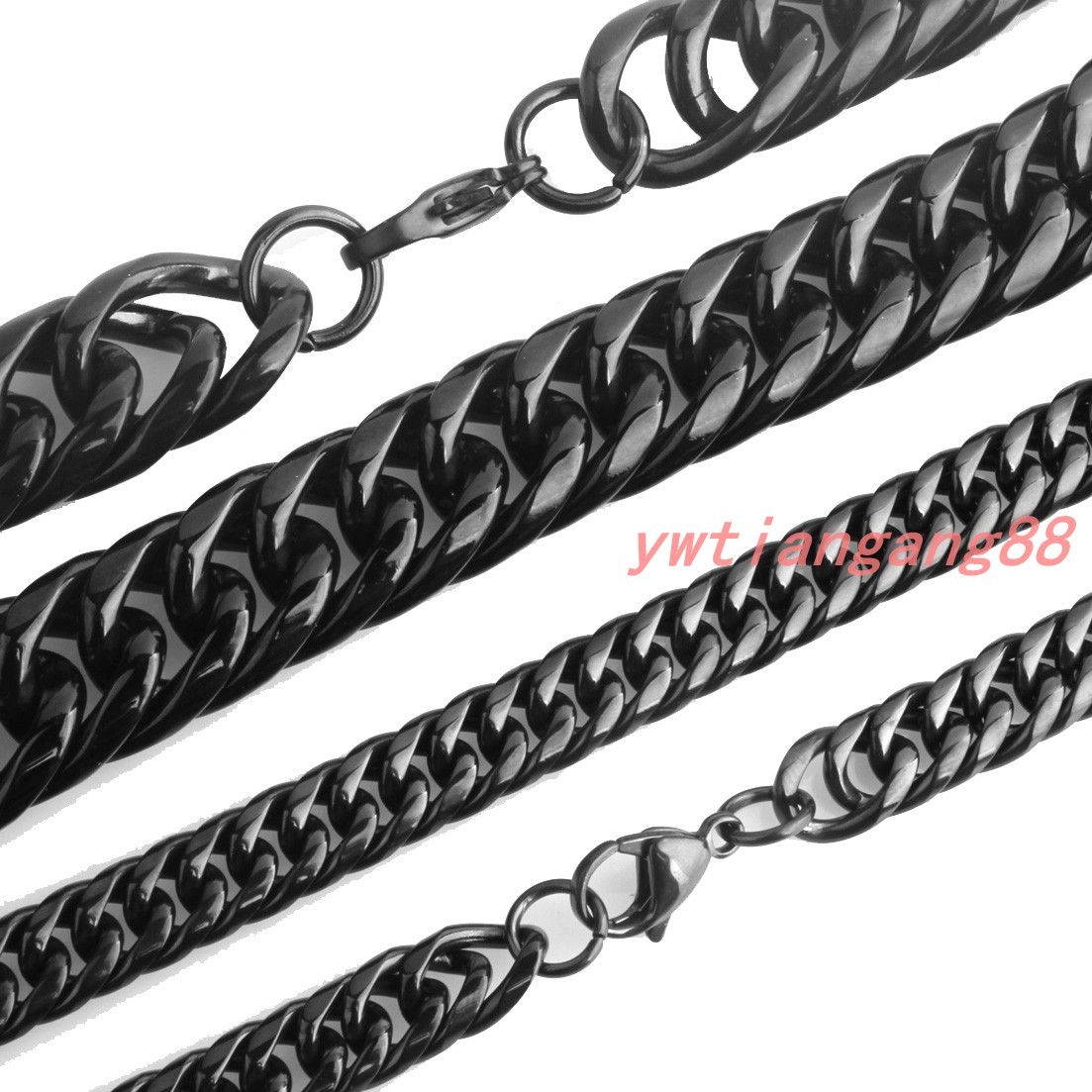 Heavy Stainless Steel Mens 11/13/16/20/22mm Black Cuban Curb Link Chain Necklace