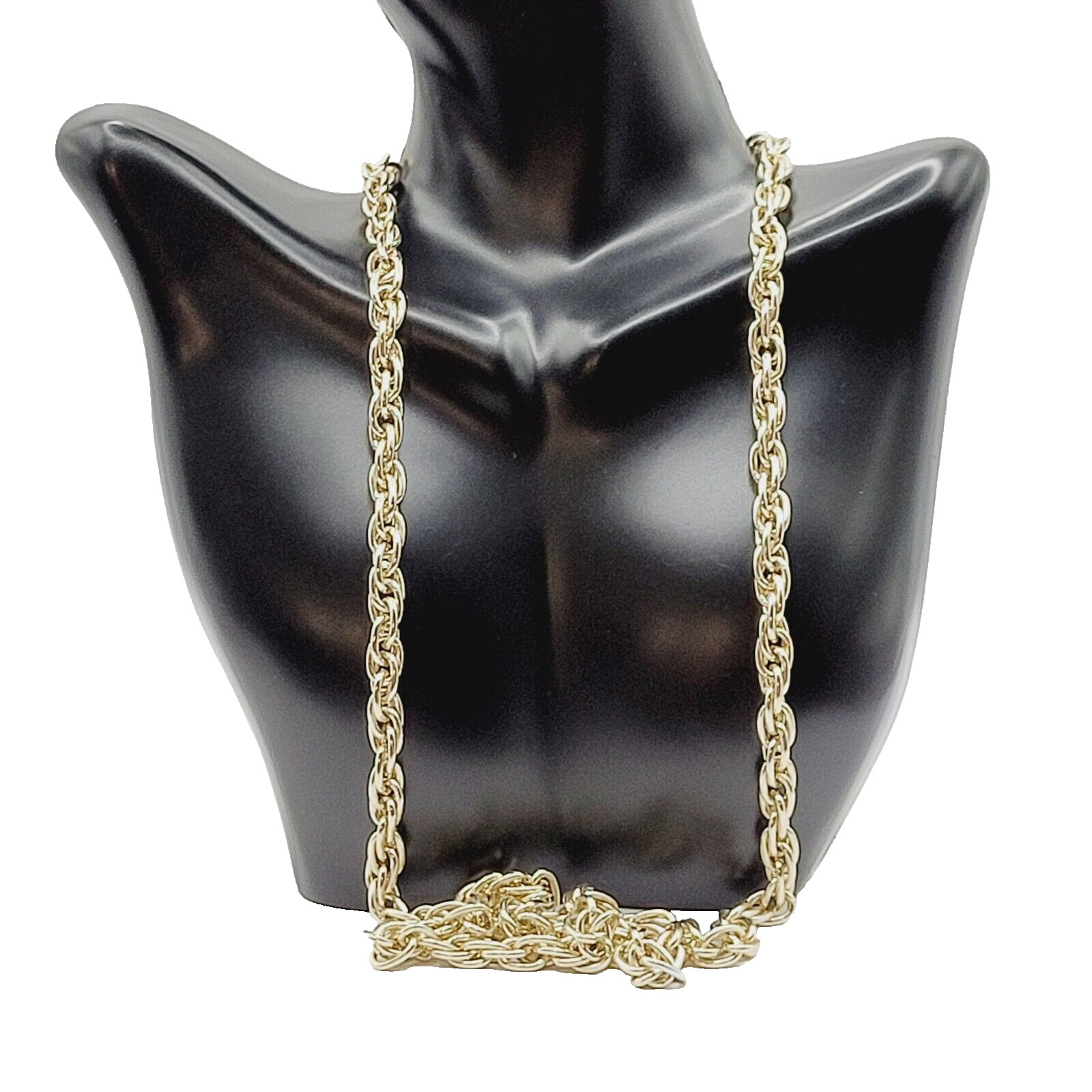 Multi Link Twist Rope Style Chain Very Light Gold Tone Vintage Necklace 30 Inch