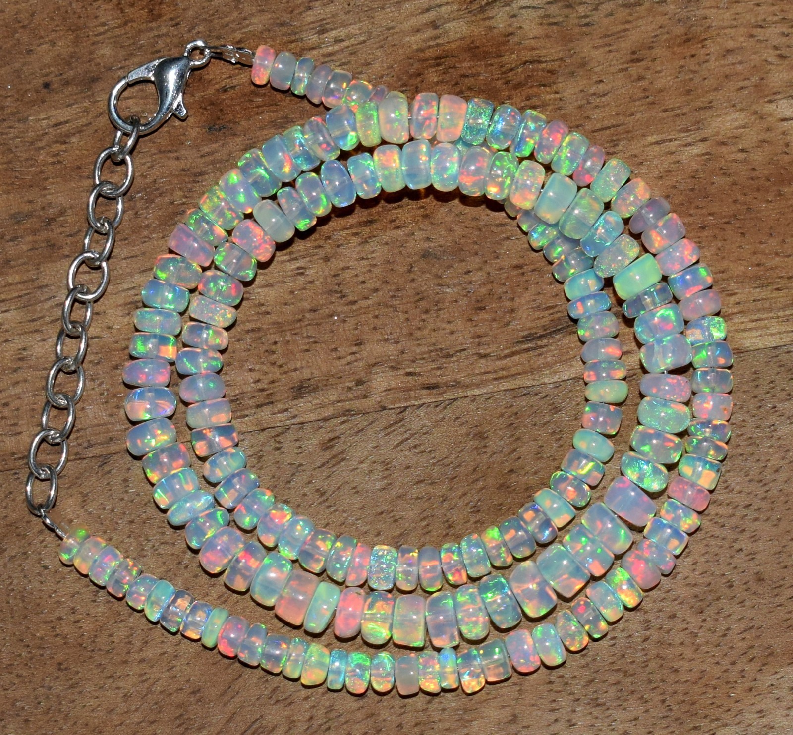 16″ Natural Ethiopian Welo Fire Opal Necklace – Genuine Opal Gemstone Beads
