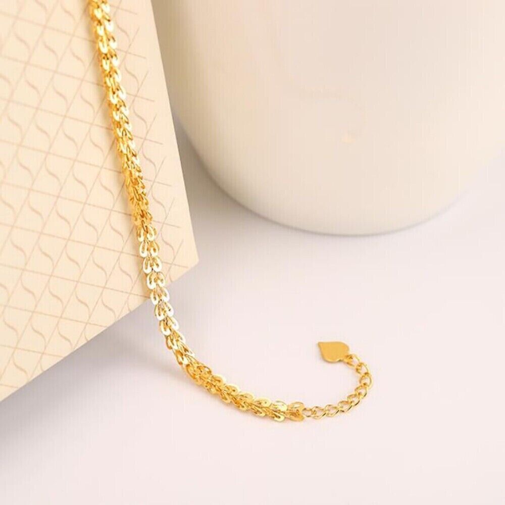 Solid 18K Gold Phoenix Tail Chain Bracelet Charm Fine Jewelry AU750