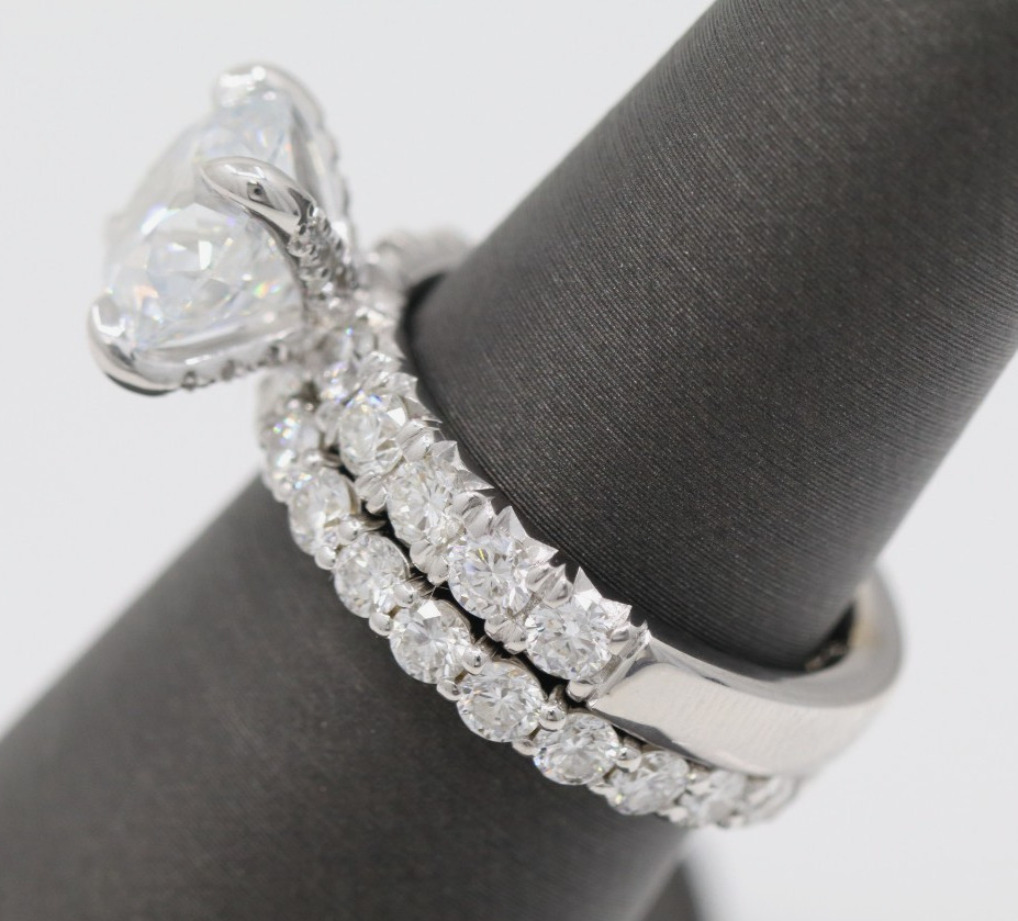 3.02ct VVS1 Lab Grown Diamond Wedding Set 18k White Gold Rings Size 6