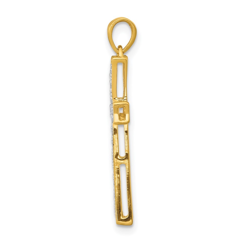 14k Yellow Gold 1/5 carat Lab Grown Diamond Complete Cross Pendant 1.24gm
