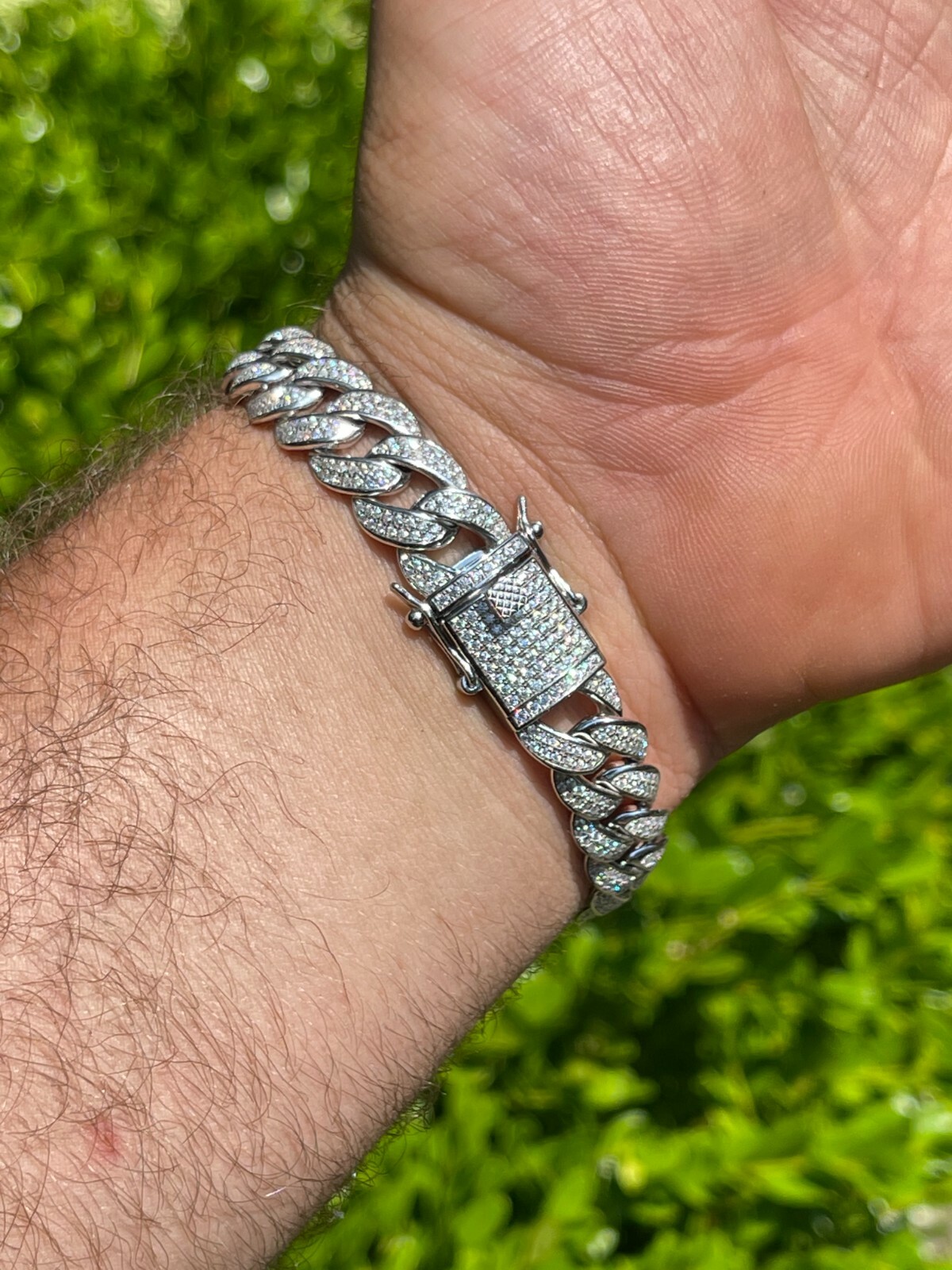 Mens Miami Cuban Link Chain Real Iced Moissanite – Passes Tester 12mm
