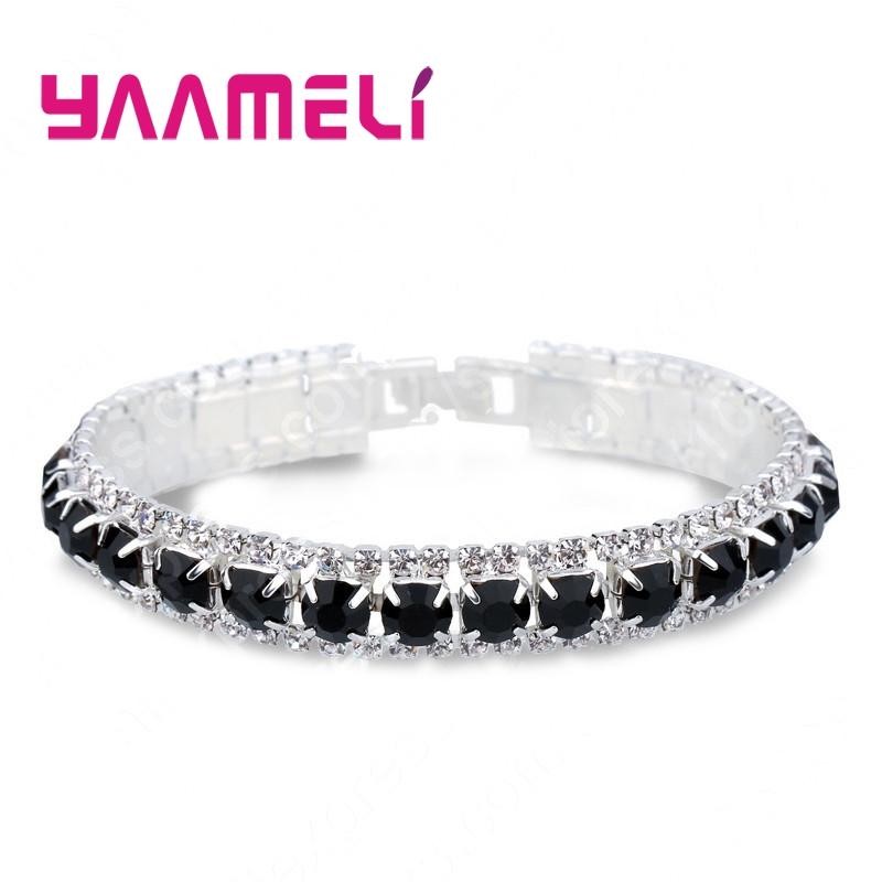 Top Sale 925 Sterling Silver Color Bracelet Full AAA Zircon Austrian Crystal