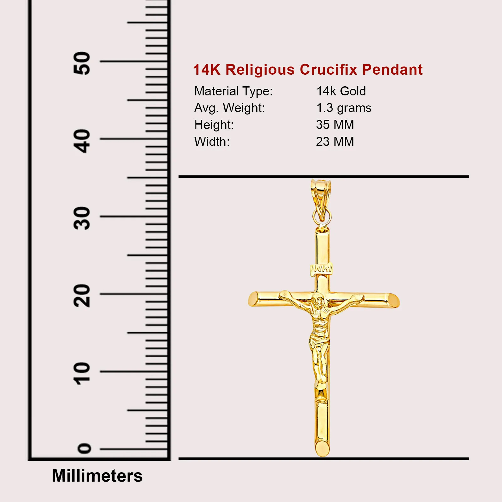 Real 14k Yellow Gold Jesus Crucifix Cross Pendant Charm All Size