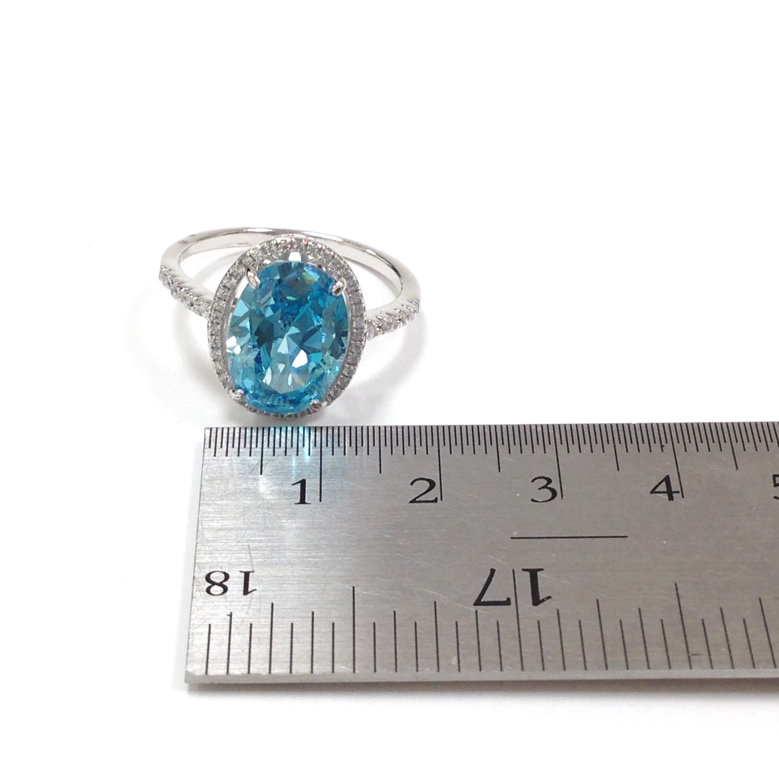 FZN Fuzion Creations 925 Sterling Silver Oval Blue Stone Ring Sz 10.75 Jewelry