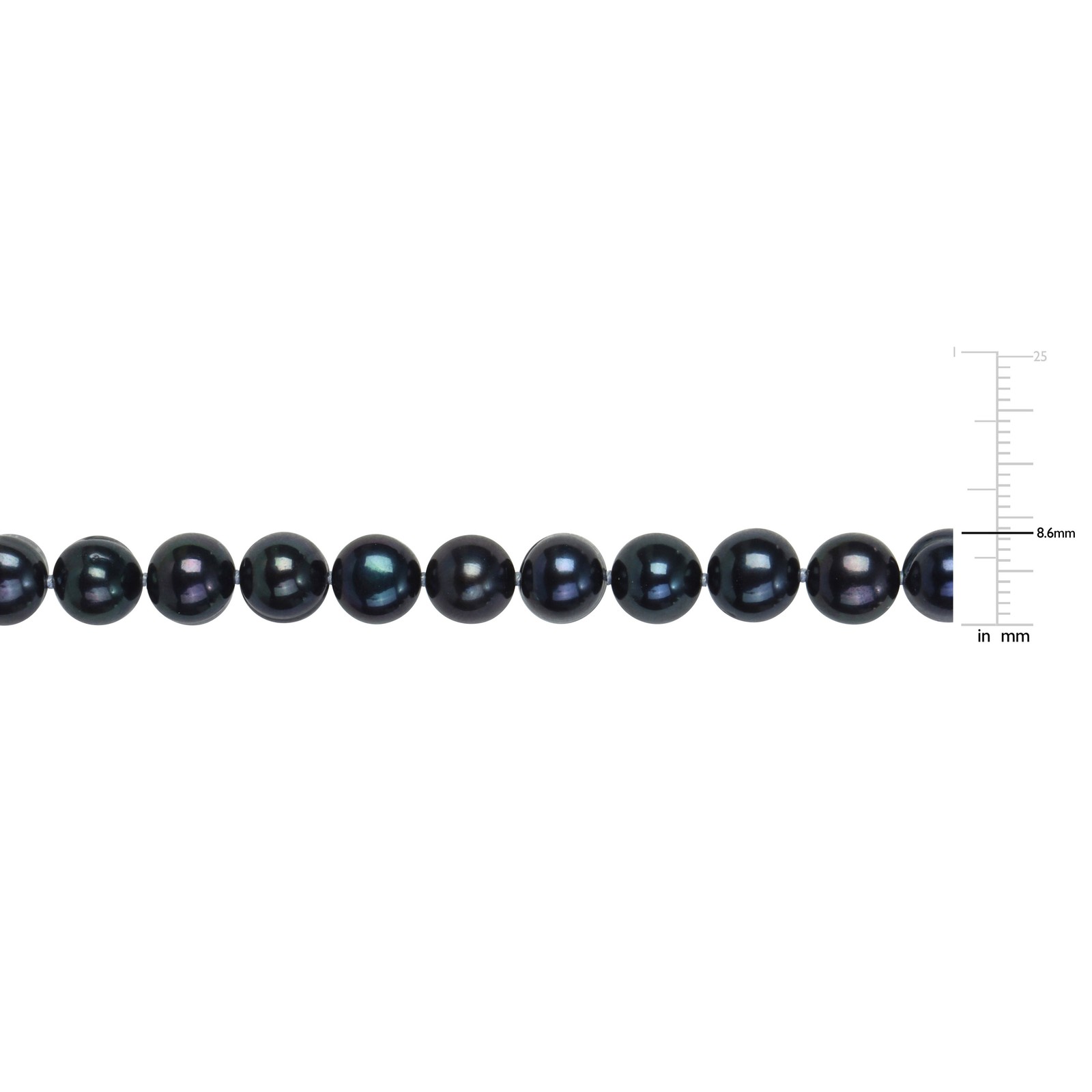 Amour Sterling Silver Men’s Black Freshwater Pearl String Bracelet – 9 in
