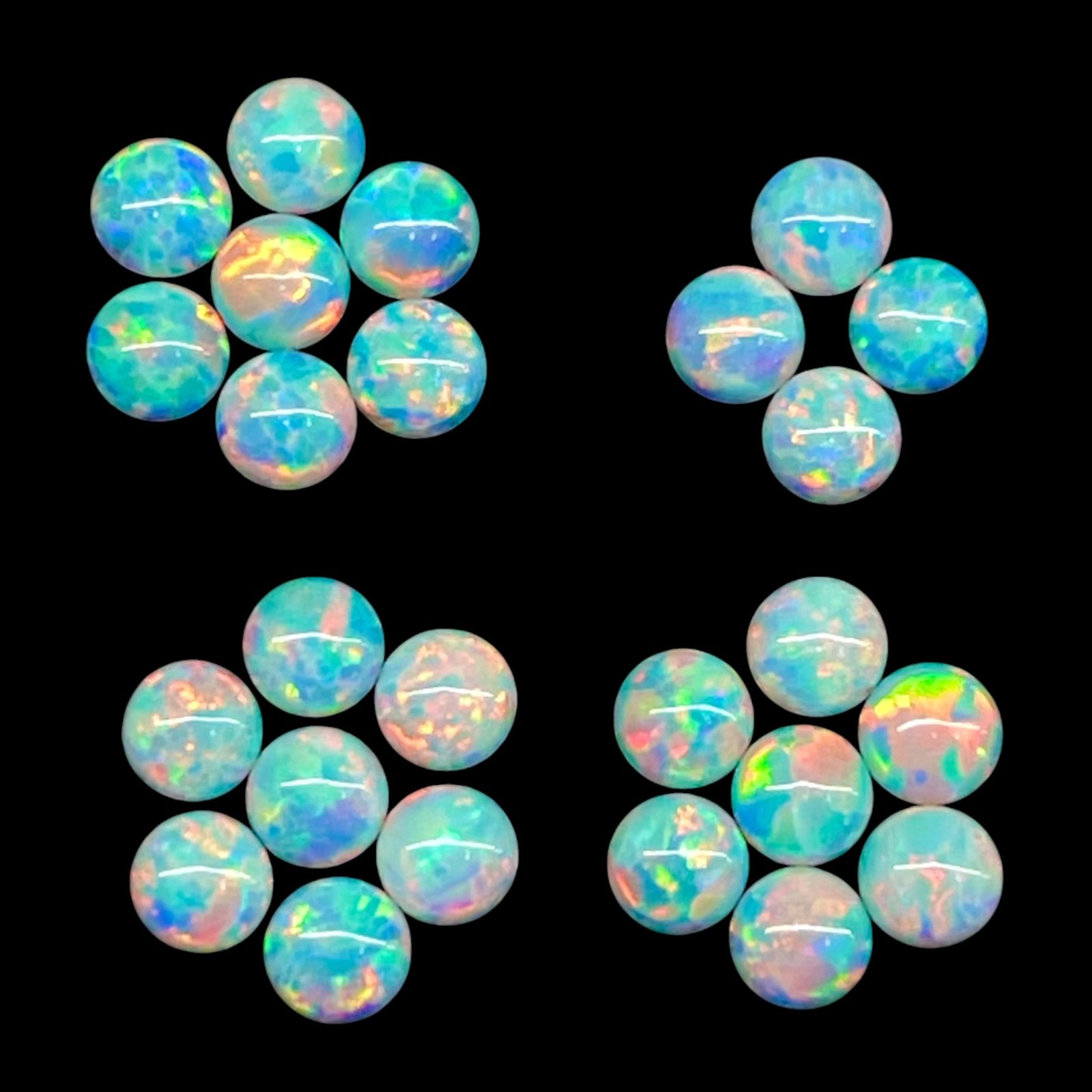 25 Pcs Australian Opal 2.5mm Round Cabochon AAA Quality Lab Created Gemstones