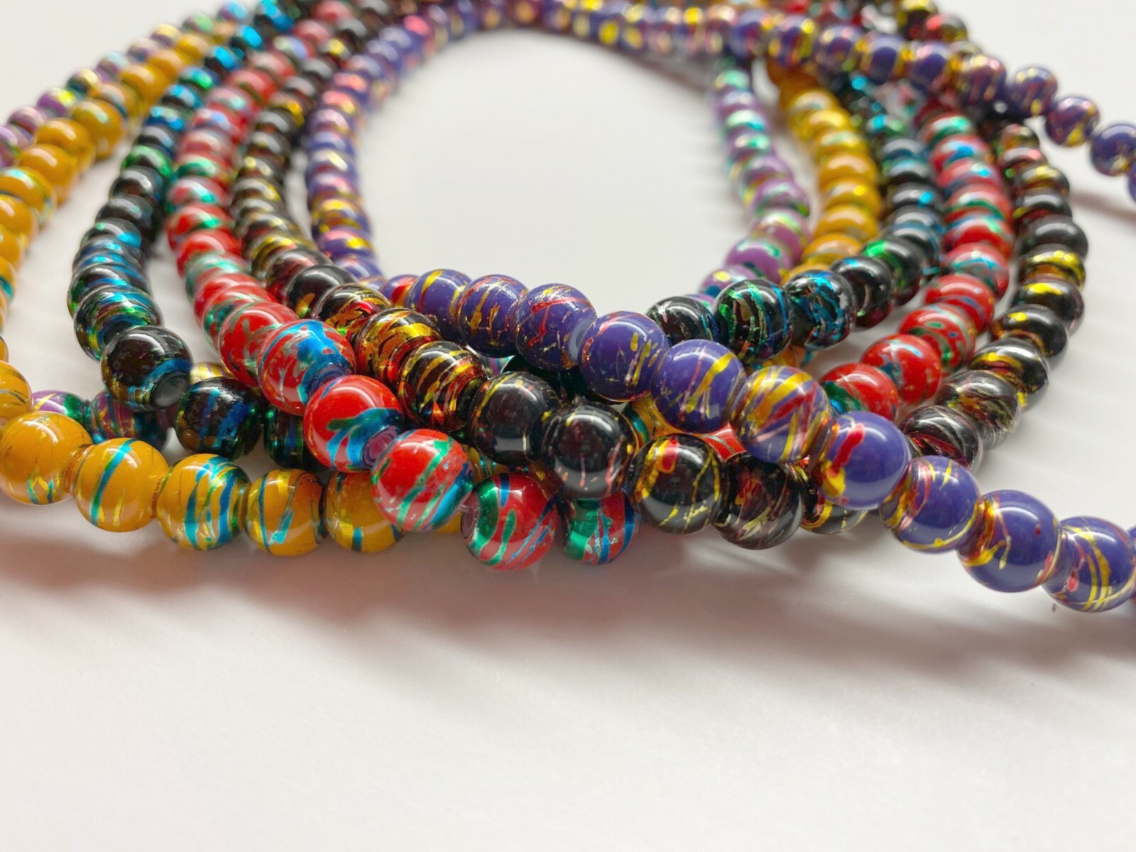 Glass Beads 8mm Round Mix Lot Beads for Bracelet Making Round Bulk 300 pcs