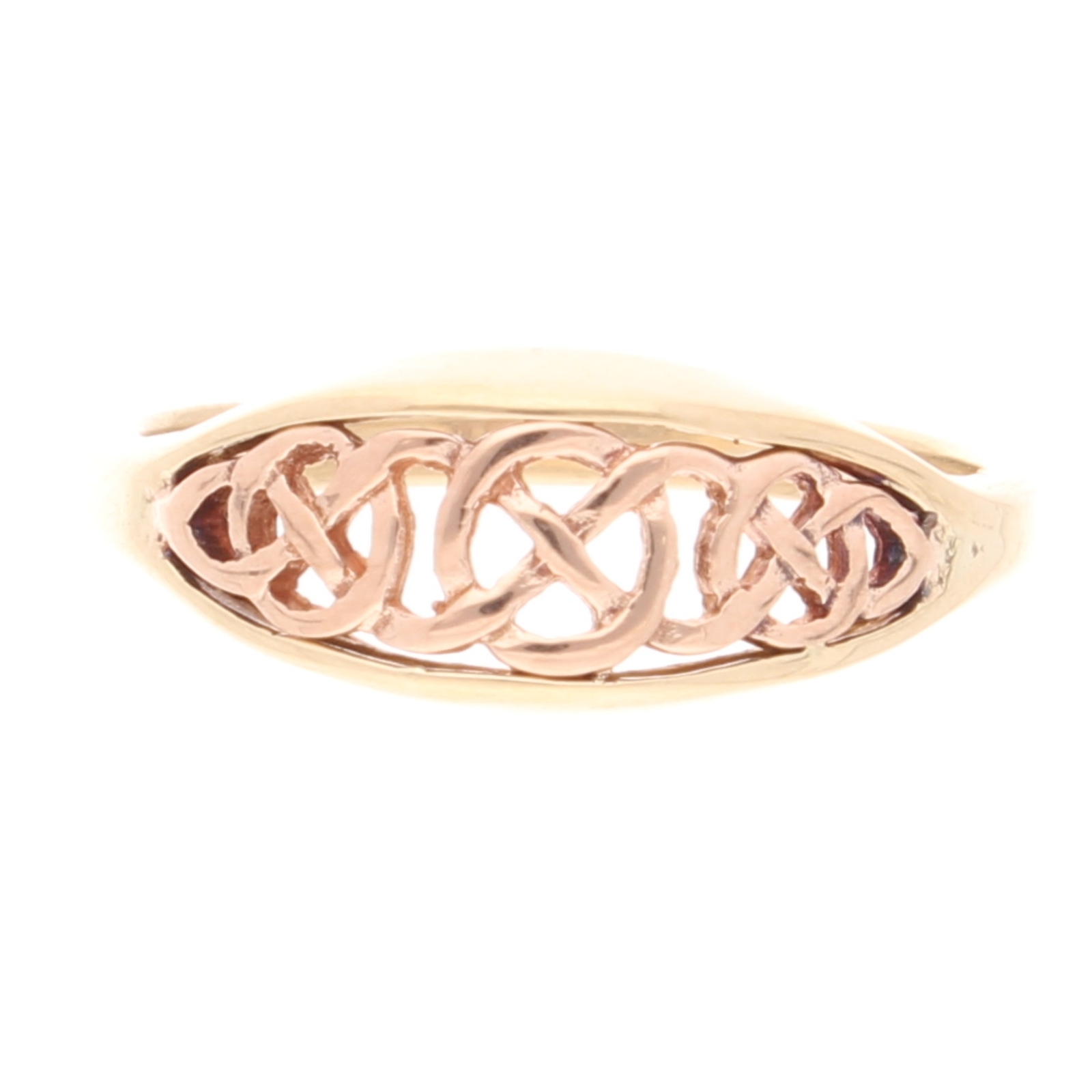 9Carat Yellow & Rose Gold Celtic Ring (Size O) 7.5mm Widest