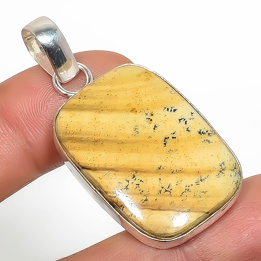 Natural Picture Jasper Gemstone 925 Silver Plated Pendant 1.95″ Tp7785-634