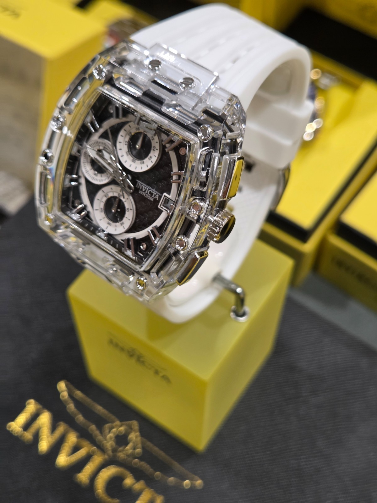 70145 – Invicta S1 Rally Allogrip Men’s 42mm Chronograph Transparent White Watch