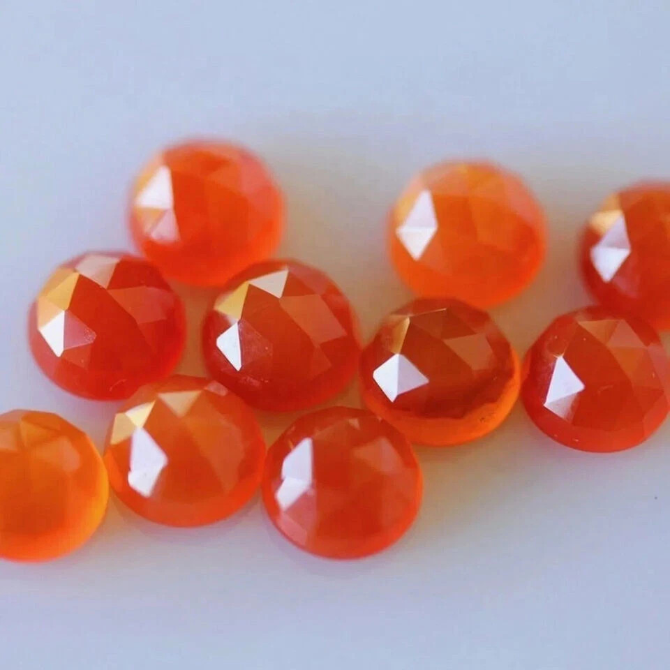 4-5mm Natural Carnelian Rose Cut Round Shape Loose Gemstone For Jewelry Making